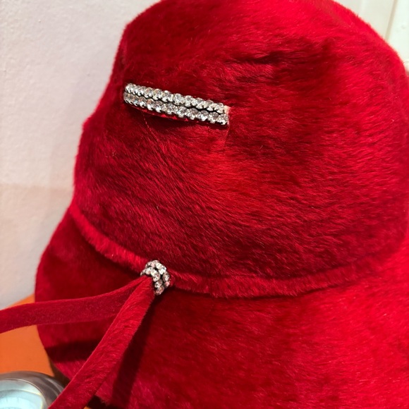 Vintage 60s Styled by Coralie Felt Striking Red Rhinestone Hat One of A Kind main image 8
